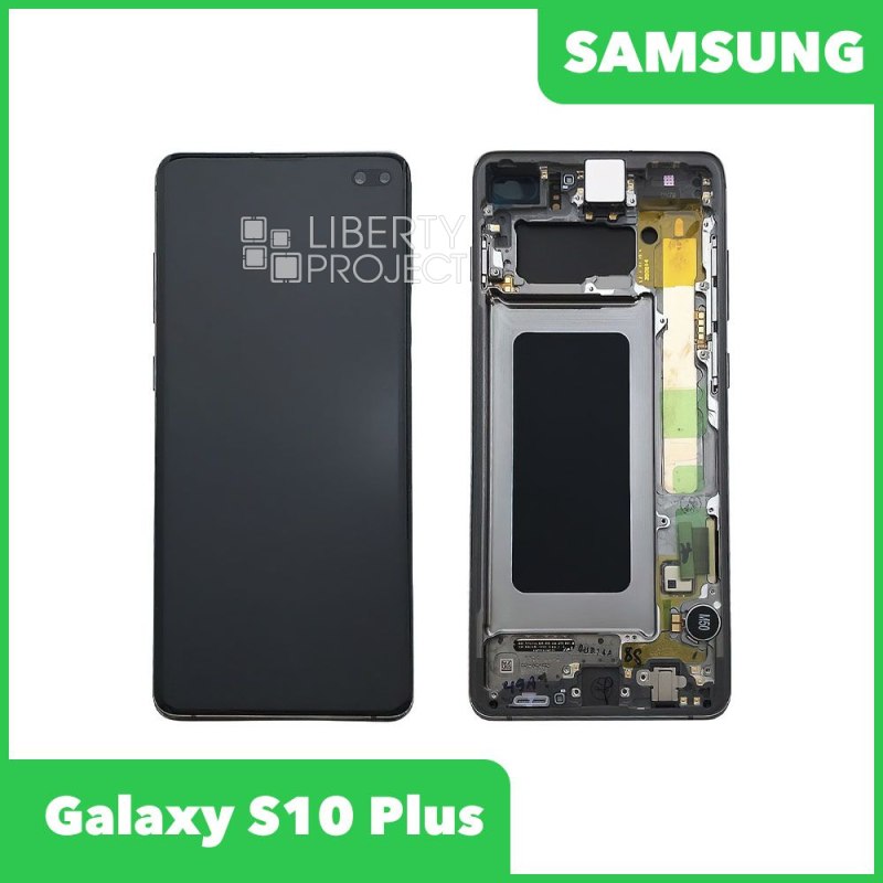 LCD дисплей для Samsung Galaxy S10 Plus SM-G975 GH82-18849A в рамке (черный) 100% OR SP