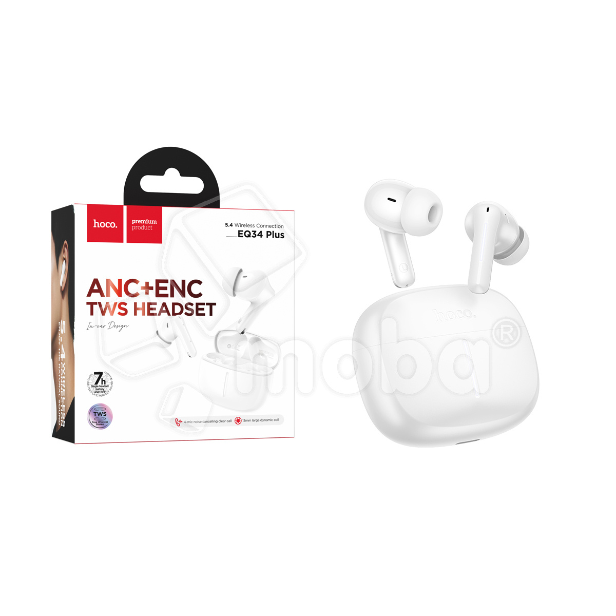 Беспроводные наушники Bluetooth Hoco EQ34 Plus (TWS, вакуумные, ANC) Белый