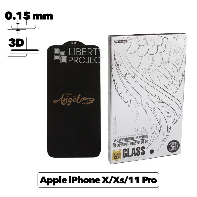 Защитное стекло WK Angel High Clear 3D для iPhone 11 Pro/X/Xs 0.15 мм c черной рамкой