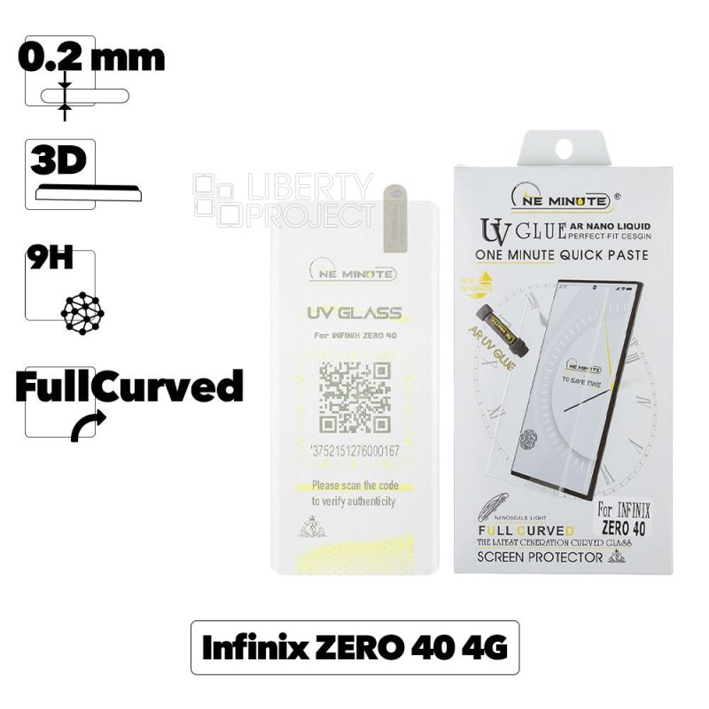 Защитное стекло "One Minute" для Infinix ZERO 40 3D UV Glue Nano Liquid Full Curved Glass