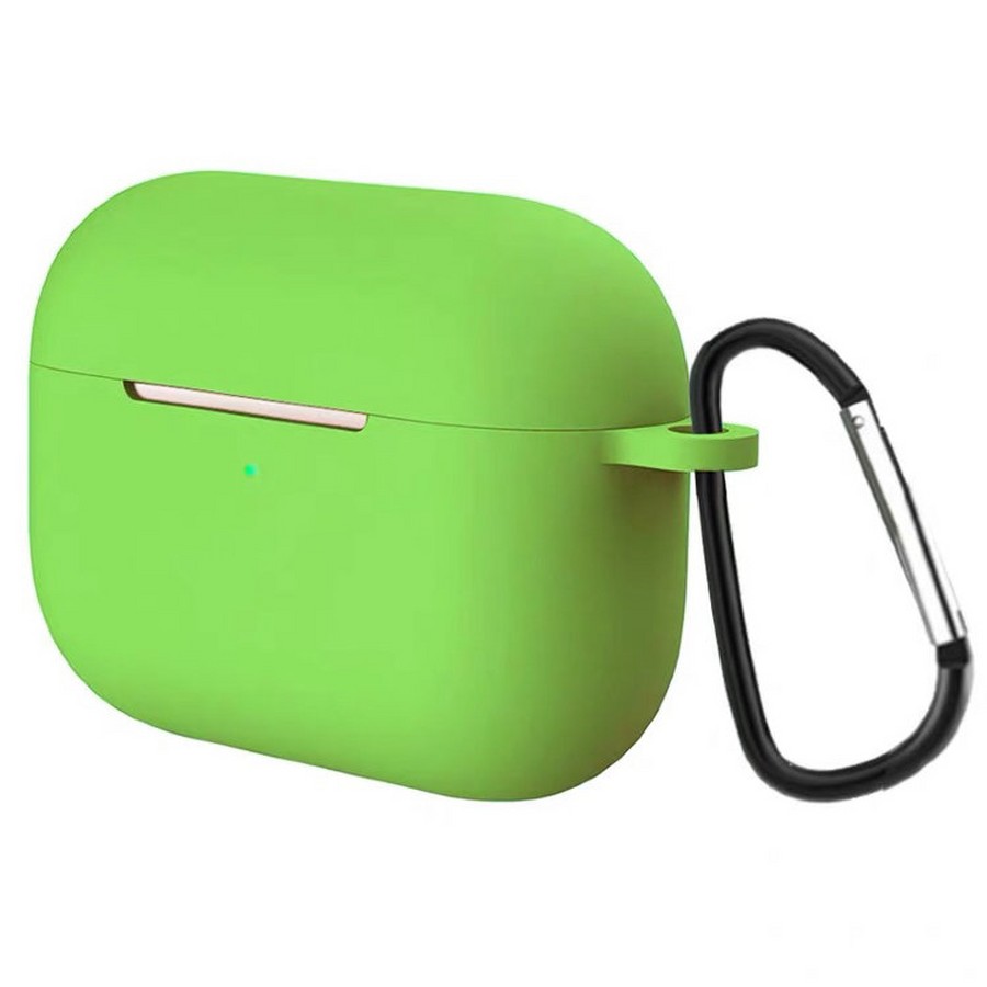 Силиконовый чехол тонкий с карабином для Apple AirPods Pro салатовый