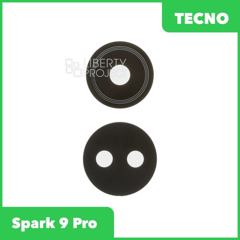 Стекло задней камеры для Tecno Spark 9 Pro (KH7N) (без рамки) (черный)