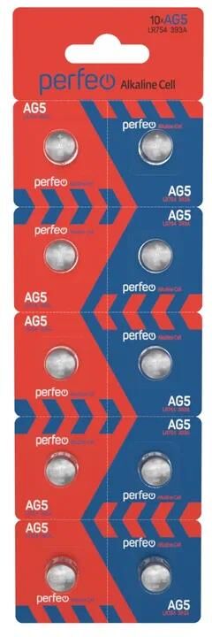 Элементы питания PERFEO LR754-10BL ALKALINE CELL 393A AG5 (10)