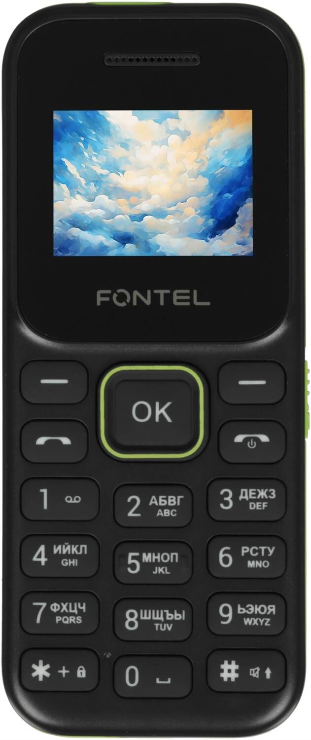 Телефон мобильный FONTEL FP100 черно-зеленый