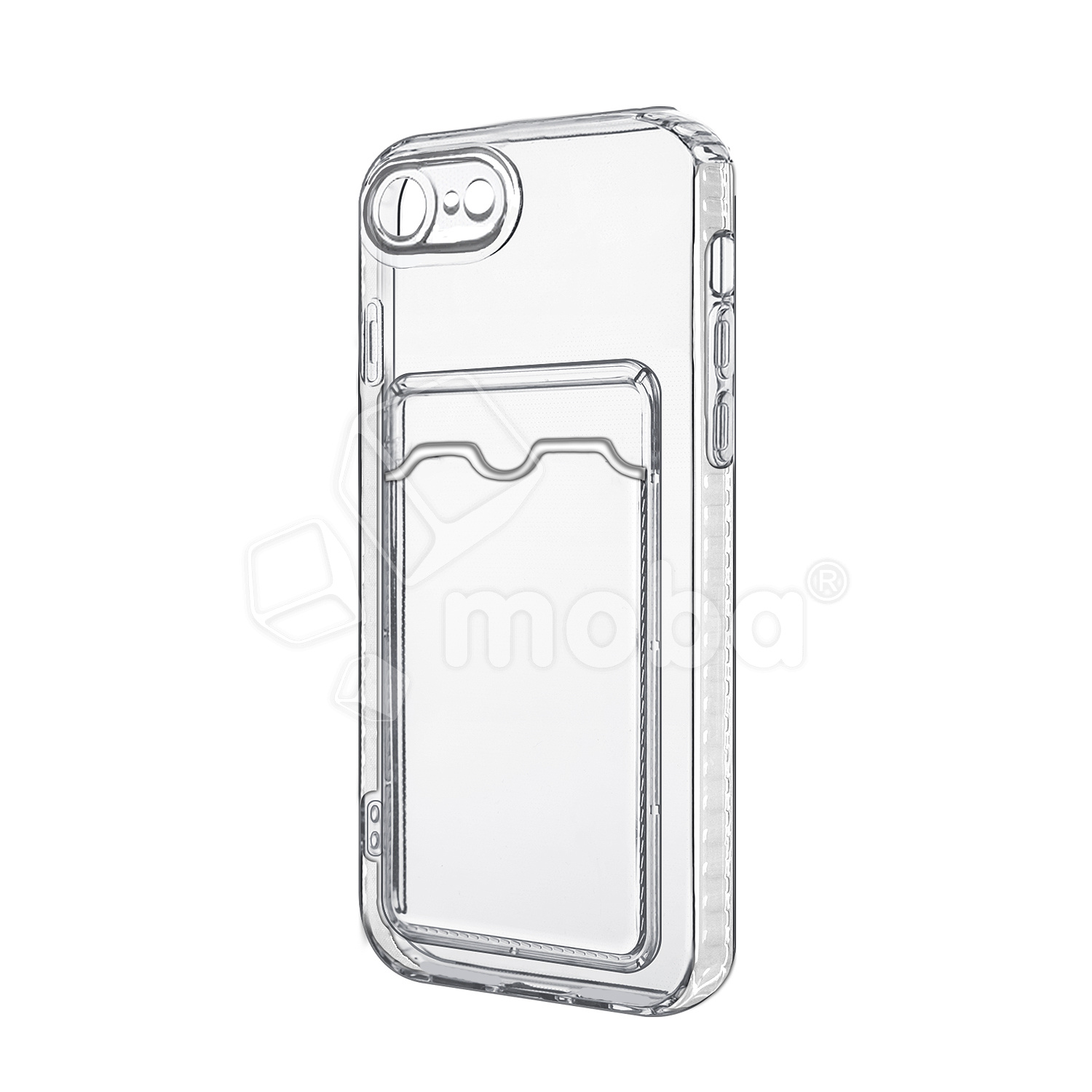 Чехол-накладка для iPhone 7/8/SE (2020)/SE (2022) (с защитой камеры, карманом для карт, прозрачный)