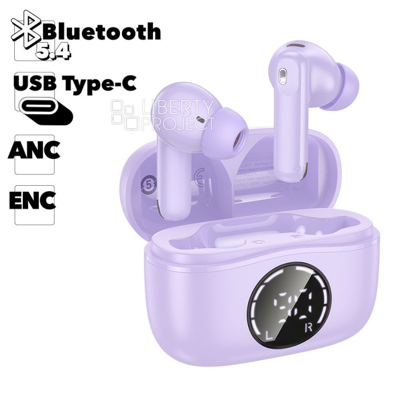 TWS гарнитура HOCO EQ22 Singer BT 5.4, внутриканальная, ANC/ENC (фиолетовый)