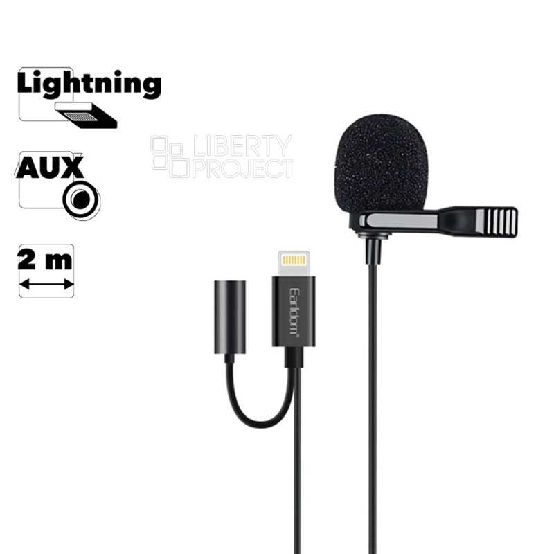Микрофон Earldom ET-E40 Lightning 8-pin, AUX, 2м (черный)