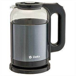 Чайник электрический DELTA DL-1115 grey (1,8л. металл/стекло)