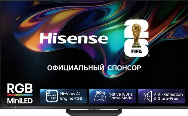 75" Телевизор Hisense 75UR8S (2026), 4K UHD, RGB-Mini LED, 180 Гц, Smart TV, черный (EAC)
