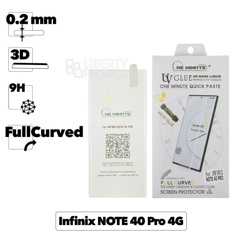Защитное стекло "One Minute" для Infinix Note 40 Pro 3D UV Glue Nano Liquid Full Curved Glass