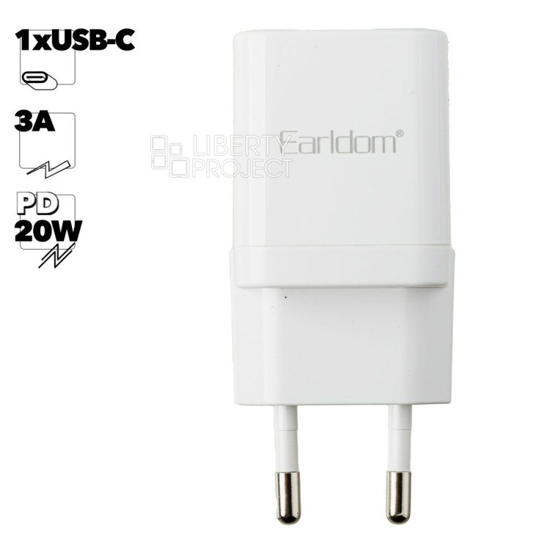 СЗУ Earldom ES-EU30 1xUSB-C, 3А, PD20W (белый)