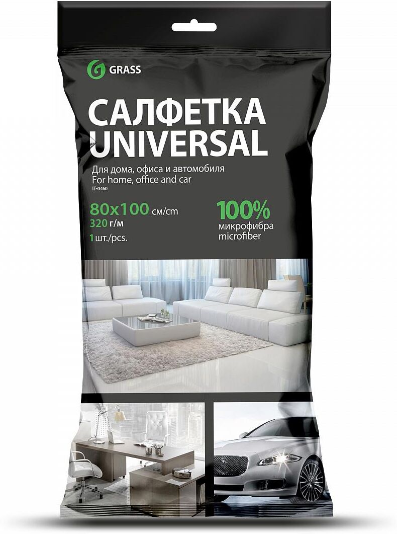 Салфетка GRASS IT-0460 микрофибра 320 г/м 80*100 (1шт) УПАК