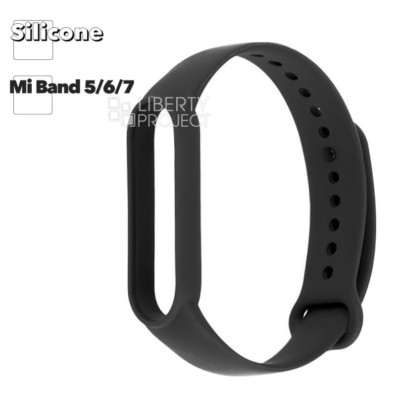 Браслет для фитнес трекера Mi Band 5/6/7 (черный)