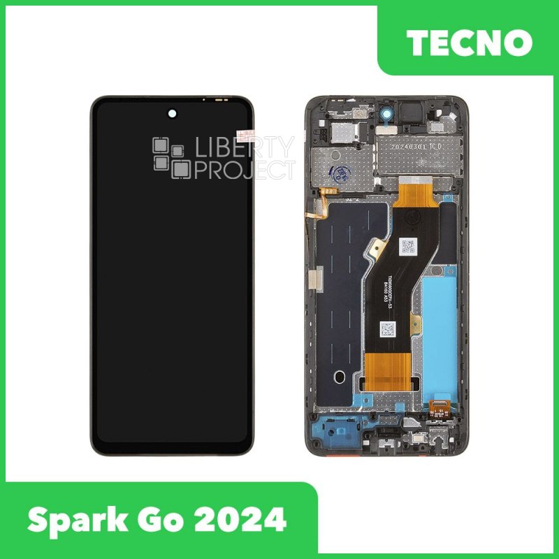 LCD дисплей для Tecno Spark Go 2024 (BG6) с тачскрином в рамке (черный) OR LCD