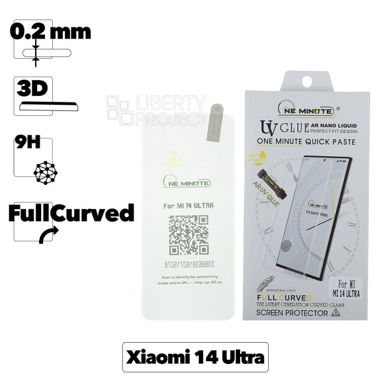 Защитное стекло "One Minute" для Xiaomi 14 Ultra 3D UV Glue Nano Liquid Full Curved Glass
