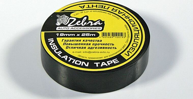 Изолента ZEBRA 19 мм х 25 м чёрная 08748