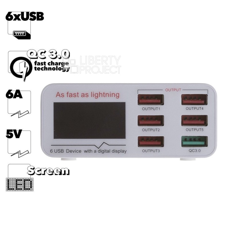 Зарядная станция 6 USB Sunshine SS-304Q