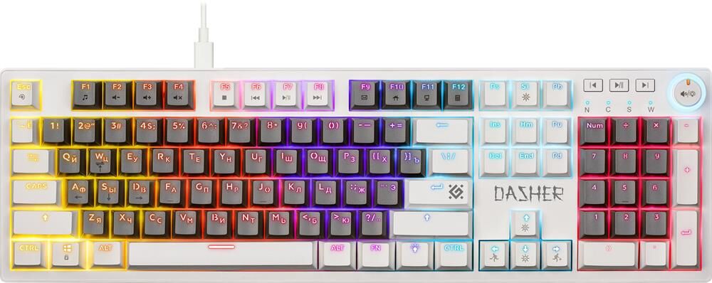 Клавиатура DEFENDER (45473) Dasher GK-472 RU,серый/белый