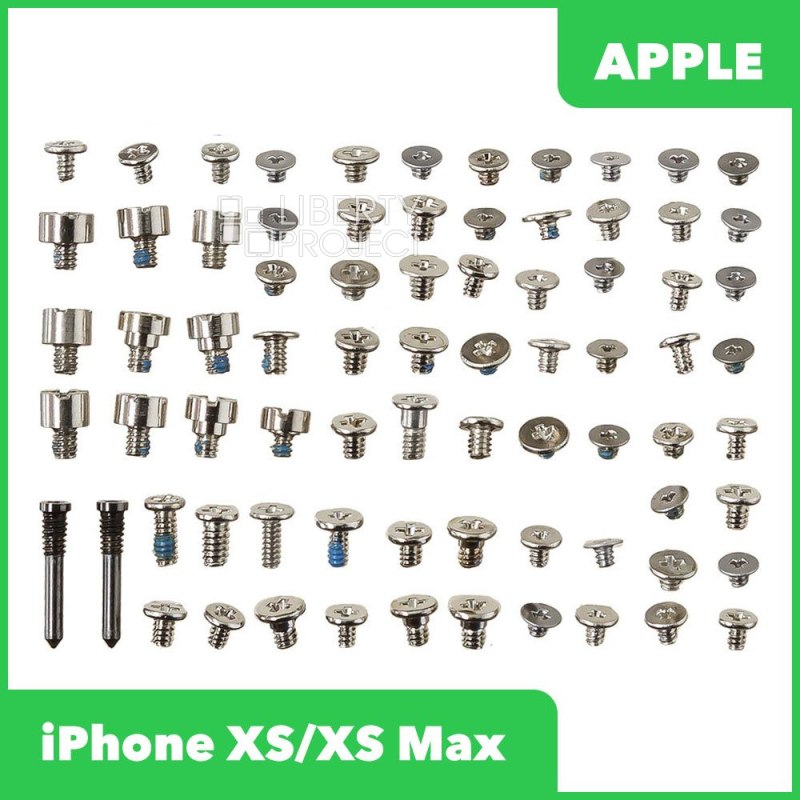 Винты для iPhone XS/XS Max (полный набор + 2 нижних винта) (серебро)