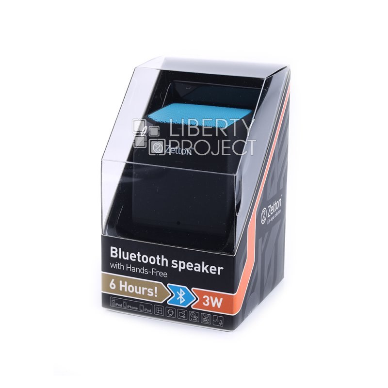 Bluetooth колонка Zetton Cube микрофон/USB/RMS 3 Вт (черная/синяя) ZTLSBSCUBBB