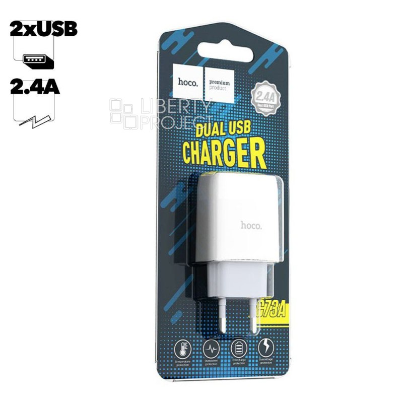 СЗУ HOCO C73A Glorious 2xUSB, 2.4А (белый)