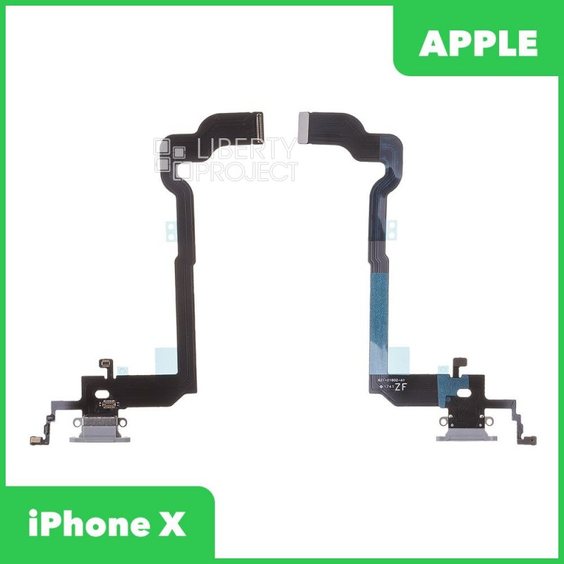 Шлейф/FLC iPhone X на системный разъем/микрофон (белый)