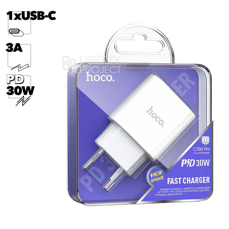 СЗУ HOCO C76A Pro Majestic 1xUSB-C, 3А, PD30W (белый)