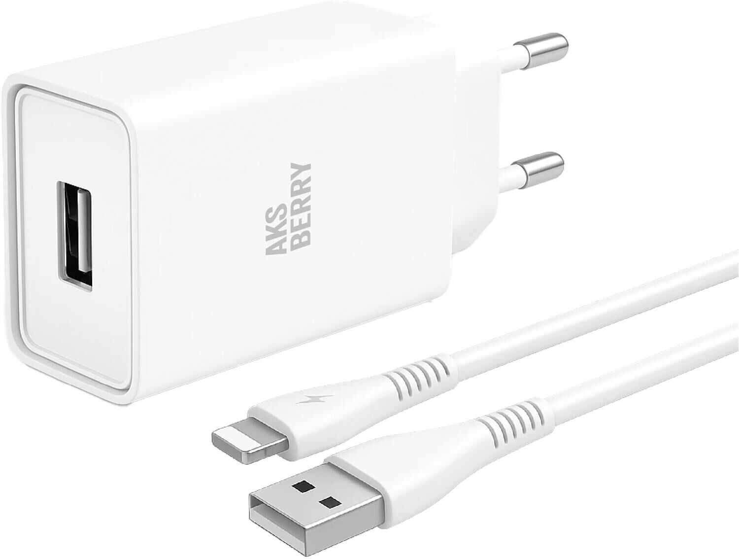 СЗУ AKSBERRY (6900221580012) T40 1USB 24A + Lightning (белый)