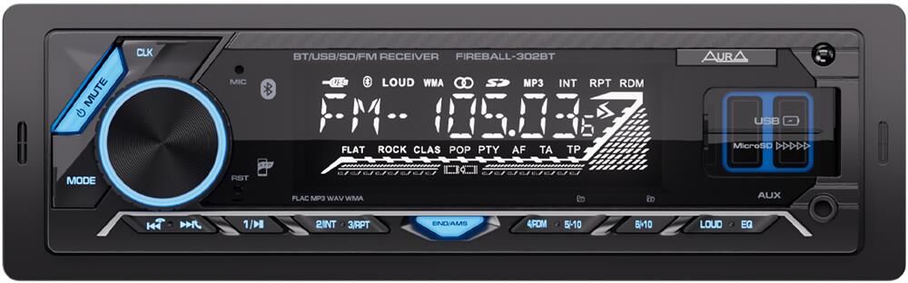Автомагнитола AURA FIREBALL-302BT USB/SD ресивер