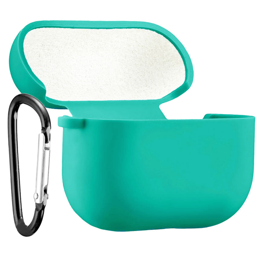 Силиконовый чехол Silicone Case с карабином для Apple AirPods 4 бирюзовый