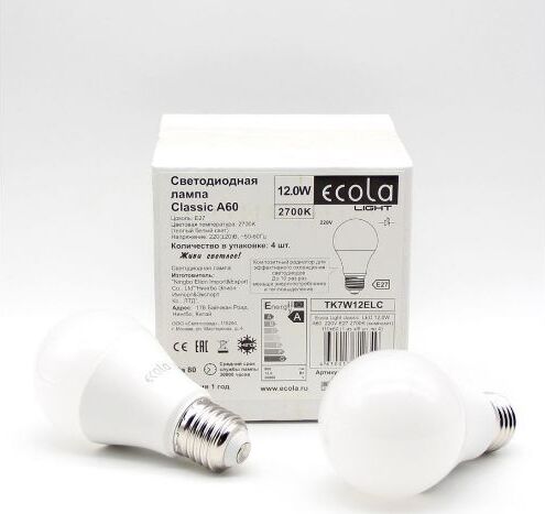 Лампы светодиодные ECOLA TK7V12ELC LIGHT CLASSIC LED 12W/A60/E27/4000K