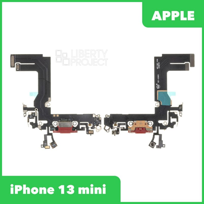 Шлейф/FLC iPhone 13 mini системный разъем/микрофон (красный)