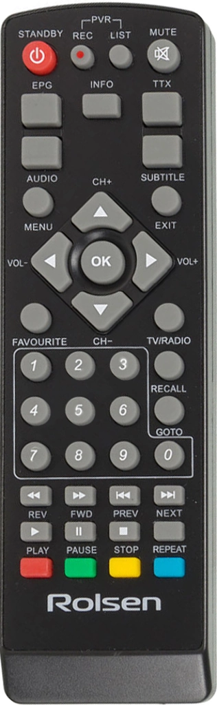 Пульт Rolsen RDB-518 для DVB-T2 ресивера