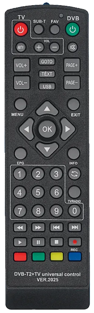 Пульт Huayu DVB-T2+TV Ver.2025 для ресивера