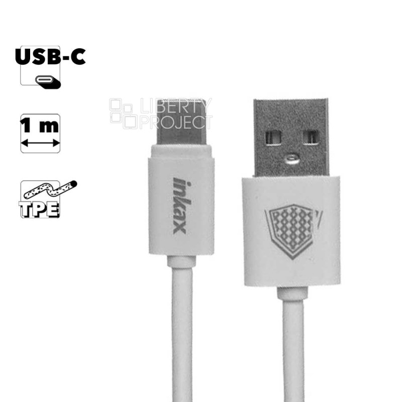 USB кабель inkax CK-51 Fast Type-C, 1м, TPE (белый)