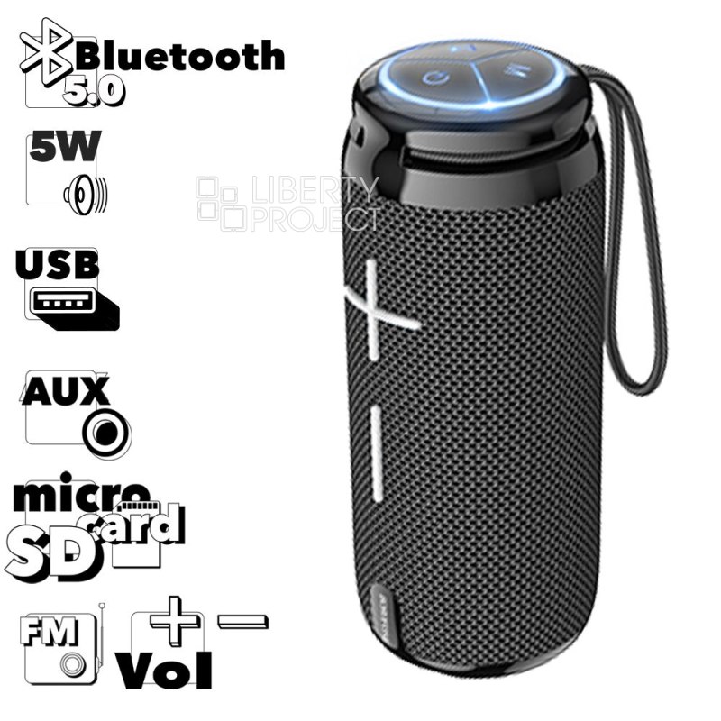 Bluetooth колонка BOROFONE BR24 Fashion Sports BT 5.3, 5W, AUX/microSD/USB/FM (черный)