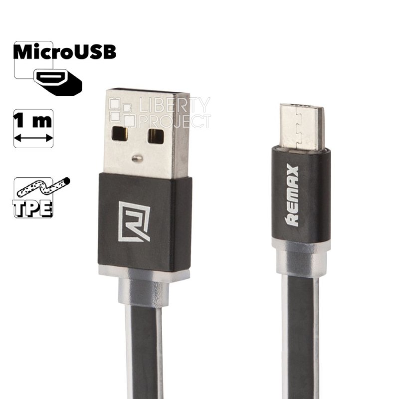 USB кабель REMAX RE-005m Quick MicroUSB, 1м, TPE (черный)