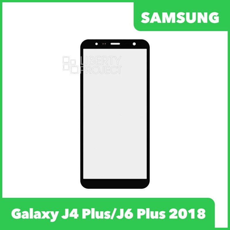 Стекло + OCA плёнка для переклейки Samsung J415/J610F Galaxy J4 Plus/J6 Plus (2018) (черный)