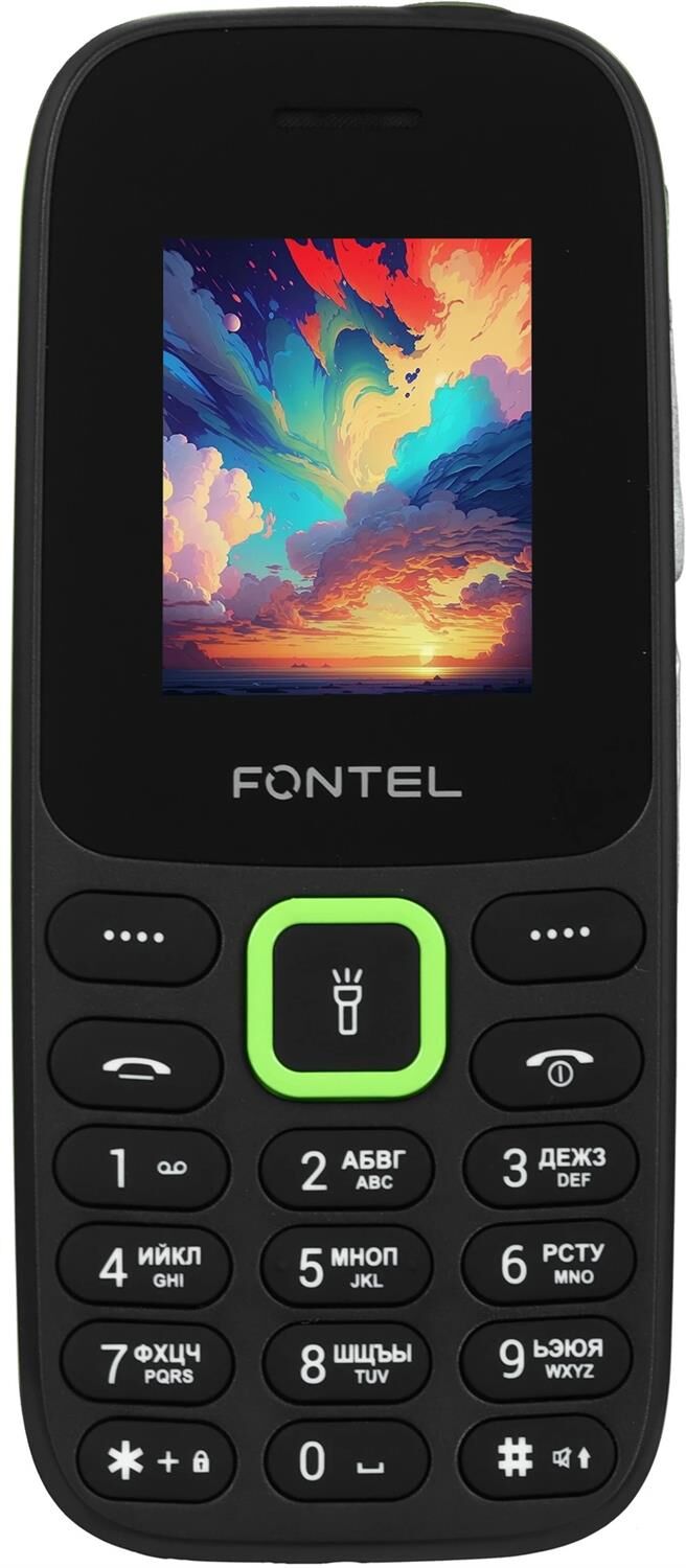 Телефон мобильный FONTEL FP200 черно-зеленый