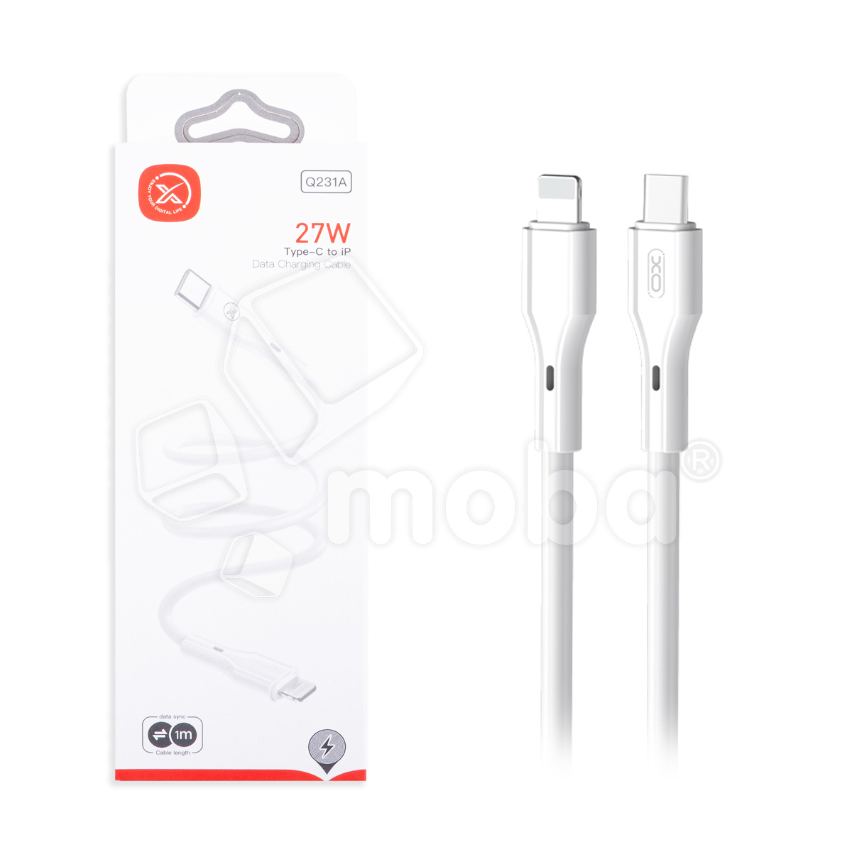 Кабель Type-C - Lightning XO NBQ231A (3A, 27W, PD) Белый