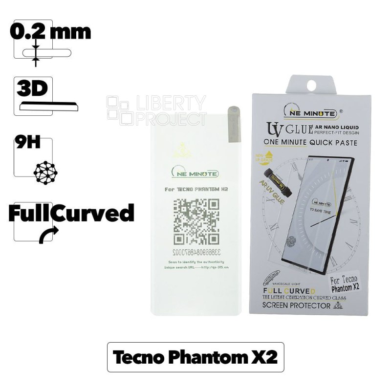 Защитное стекло "One Minute" для TECNO PHANTOM X2 3D UV Glue Nano Liquid Full Curved Glass