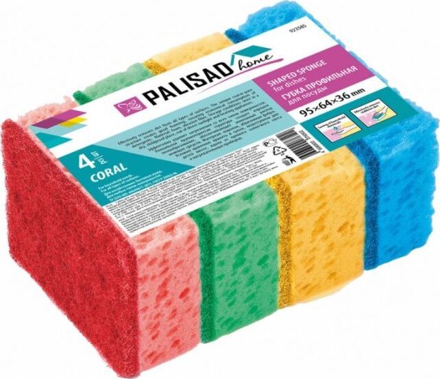 PALISAD Губки для посуды CORAL, 95X64X36 мм, 4 шт., 923585