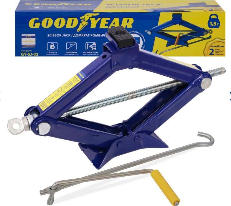 Домкрат ромбический GOODYEAR GY000911 GY-SJ-02 1,5 т 100-385 мм со съемной ручкой