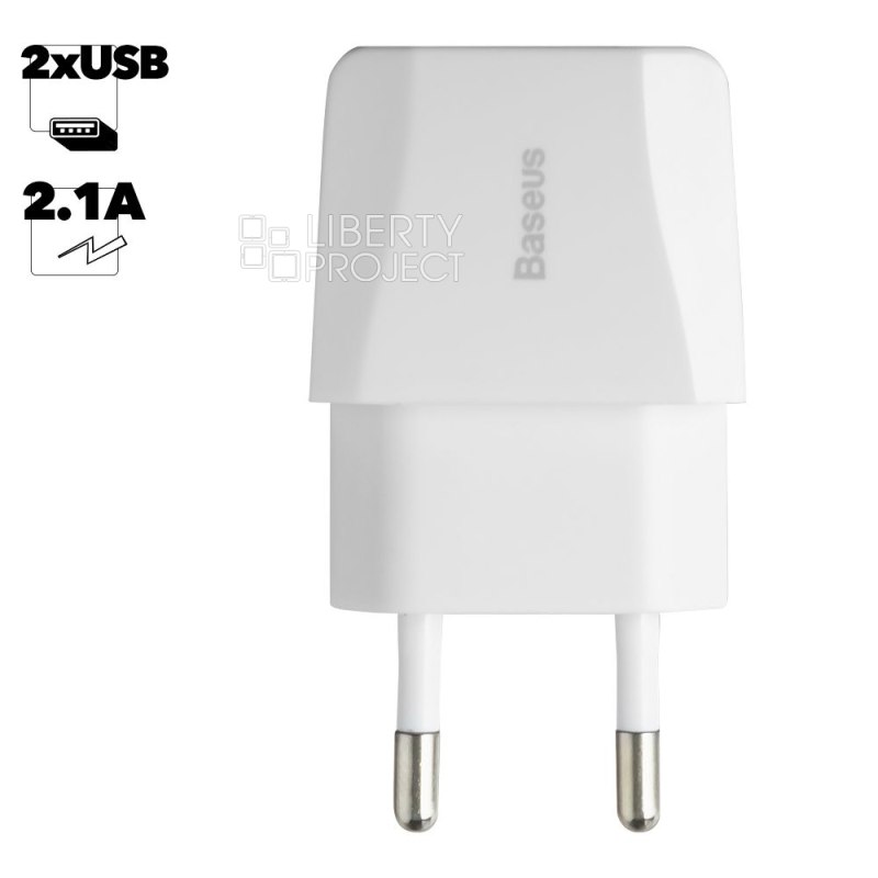 СЗУ Baseus Mini Dual-U Charger (EU) 2.1А (белое)