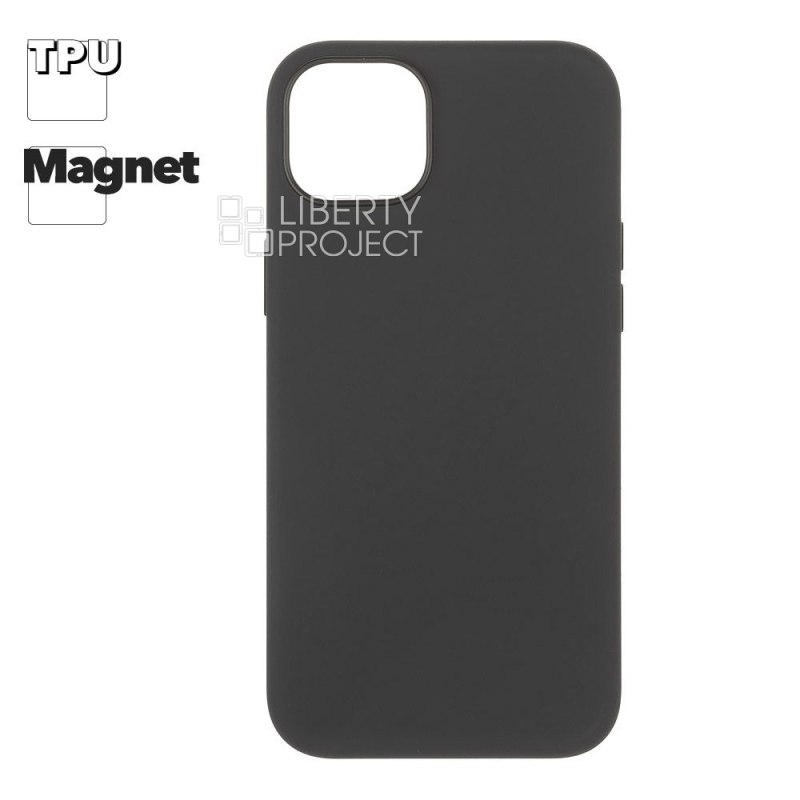 Силиконовый чехол для iPhone 15 Plus "Silicone Case" с магнитным кольцом (черный)