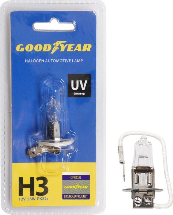 Лампа галогенная GOODYEAR GY013121 Н3 12V 55W PK22s (блистер)