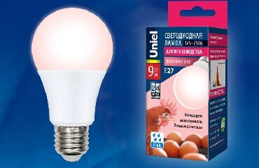 Лампа декоративная светодиодная UNIEL (UL-00003189) для птиц LED-A60-9W/SCEP/E27/FR/DIM IP65 PLO65WH