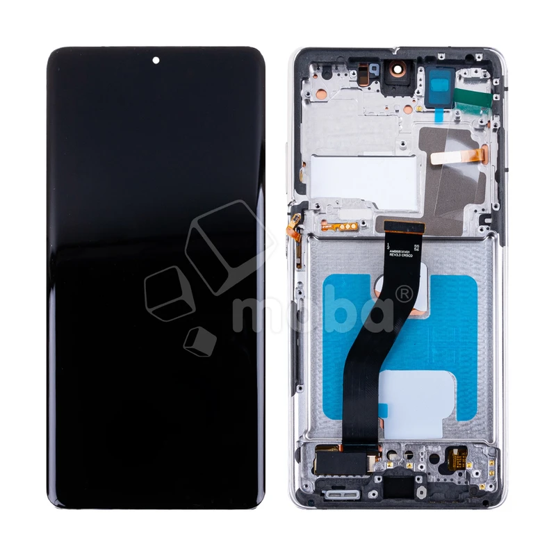 Дисплей для Samsung Galaxy S21 Ultra (G998B) модуль с рамкой Серебро - (OLED) (Full Size)