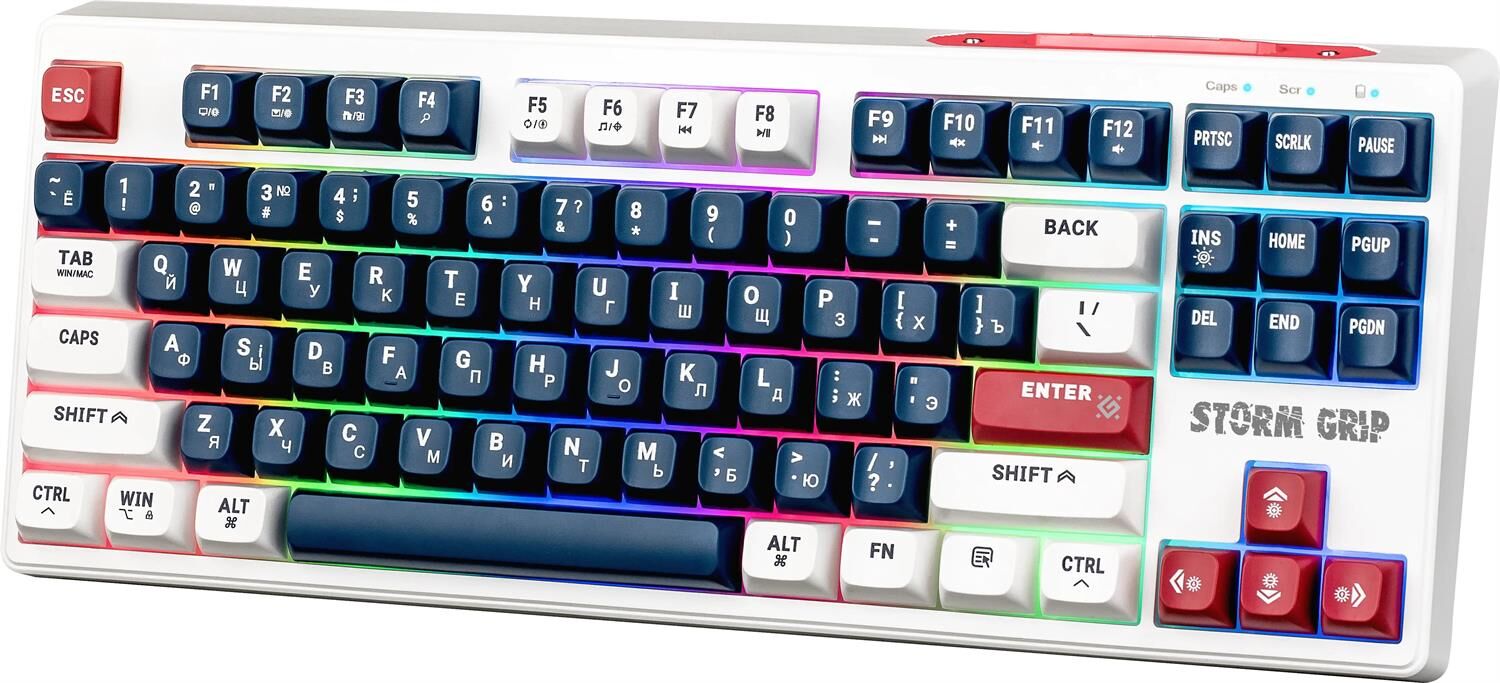Клавиатура DEFENDER (45188) Storm Grip GK-188 RU,белый/синий