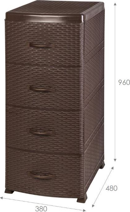 Комод VIOLET РОТАНГ коричневый 4-х секц. 35701